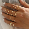 Ring Geometrical Gold Alloy Heart Pineapple Cactus Stylish Vintage Classic 1 set 7 / Women