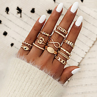 Ring Geometrical Gold Alloy Infinity Evil Eye Ethnic Fashion Vintage 1 set 7 / Women
