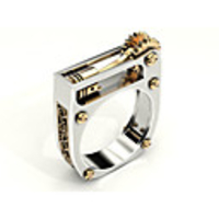 Ring Geometrical Silver Brass Gear Statement 1pc 6 7 8 9 10