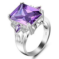 Ring Geometrical White Black Purple Zircon Copper Glass Precious Fashion 1pc 7 8 9 / Women
