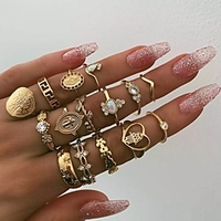 Ring Gold Alloy 15pcs / Women