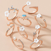 Ring Gold Rhinestone Alloy Flower Stylish Cute Sweet 1 set One Size / Women