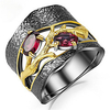Ring Hollow Out Black Copper Imitation Diamond Flower Stylish 1pc 7 8 9 10