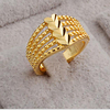 Ring Hollow Out Gold Brass Flower Stylish 1pc Adjustable