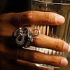 Ring Mismatched Black Silver Brass Snake Rock Gothic 1 set 6 8 10