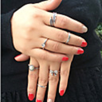 Ring Mismatched Silver Pearl Rhinestone Alloy Precious Believe Aquarius Stylish Luxury Vintage 6pcs One Size / Women