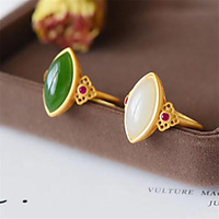 Ring Mismatched White Green Copper 14K Gold Plated Stylish Artistic Simple 1pc Adjustable / Women