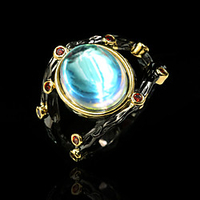 Ring Moonstone Retro Black Brass Floral Theme Statement Artistic Unique Design 1pc 6 7 8 9 10 / Women