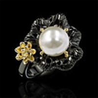 Ring Pearl Classic Black Imitation Pearl Copper Gold Plated Flower Baroque 1pc 7 8 9 / Women