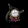 Ring Pearl Classic Black Imitation Pearl Copper Gold Plated Flower Stylish 1pc 7 8 9 / Women