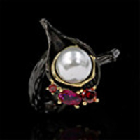 Ring Pearl Classic Black Imitation Pearl Copper Gold Plated Flower Stylish 1pc 7 8 9 / Women