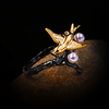 Ring Pearl Two Stone Black Brass Bird Artistic Asian Unique Design 1pc 6 7 8 9 10 / Women