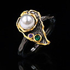 Ring Pearl Two Stone Black Brass Floral Theme Vintage Fashion 1pc 6 7 8 9 10 / Women