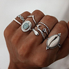 Ring Retro Silver Shell Alloy Snake Moon Star Ethnic Fashion Vintage 8pcs 11 / Women