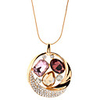 Ring Ribbon Shape Rhinestone Three Color Crystal Alloy Necklace