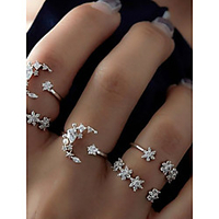 Ring Set Cluster Silver Alloy Moon Star Ladies Unusual Unique Design 5pcs 7 miniinthebox