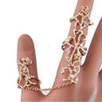Ring Set Cut Out Gold Silver Rhinestone Gold Plated Alloy Unique Design Fashion 1pc Adjustable / Women