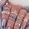 Ring Set Layered Silver Alloy Cross Flower Ladies Simple Unique Design 10pcs 9 / Women
