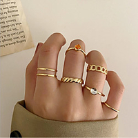 Ring Set Red White Agate Ring Set Retro Stylish Simple European Sweet Earrings Jewelry Gold For Anniversary Party Evening Street Prom Festival miniinthebox