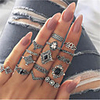 Ring Set Retro Silver Alloy Drop Flower Lotus Vintage European Fashion 15pcs / Women