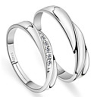 Ring Silver Alloy 2pcs Adjustable / Couple
