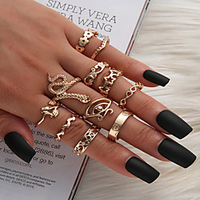Ring Snake Gold Alloy Snake Eyes Star Ethnic Fashion Vintage 1 set 7 / Women