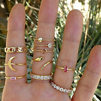 Ring Snake Gold Rhinestone Alloy Snake Moon Fashion Vintage Classic 10pcs 11 / Women