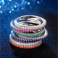 Ring Stylish White Purple Yellow Copper Platinum Plated Imitation Diamond Star Ladies Elegant Trendy 1pc 5 6 7 8 9 / Women