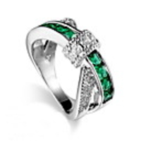 Ring Synthetic Emerald Dark Green Zircon Alloy Unique Design Fashion Euramerican 6 7 8 9 10 / Women