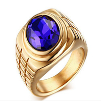 Ring Synthetic Sapphire Geometrical Gold Silver Titanium Steel Stylish 1pc 8 9 10 11 / Men