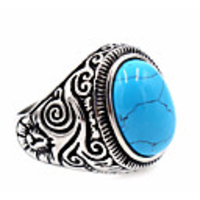 Ring Turquoise Engraved White Black Blue LED Stainless Steel Titanium Steel Obsidian Ladies Unique Design Basic 7 8 9 10 11 / Men