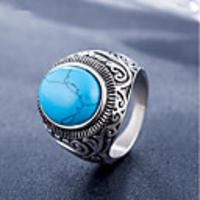 Ring Turquoise Geometrical Black Blue Titanium Steel Stone Precious Vintage Fashion 1pc 9 10 / Men