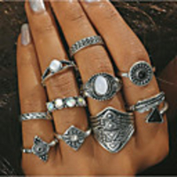 Ring Turquoise Geometrical Gold Silver Turquoise Alloy Statement 10pcs / Women