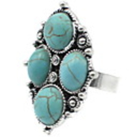 Ring Turquoise Green Turquoise Alloy Adjustable