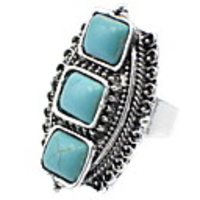 Ring Turquoise Green Turquoise Alloy Adjustable