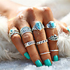 Ring Turquoise Retro Gold Silver Alloy Leaf Heart Flower Statement Ladies Unusual 10pcs / Couple
