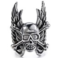 Ring Vintage Style Black Titanium Steel Skull Wings Stylish Vintage Punk 1pc 8 9 10 11 12 / Men