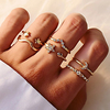 Ring Vintage Style Gold Rhinestone Alloy Moon Star Wave Fashion Vintage Classic 6pcs 11 / Women