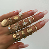 Ring Vintage Style Gold Zircon Alloy Heart Statement Bohemian Vintage 1 Pair One Size / Women