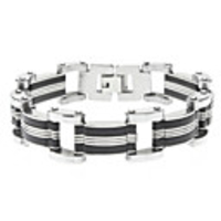 Ripple Black Rubber Stainless Steel Bracelet