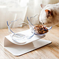 Rodents Dog Cat Feeders 0.3 L Plastic Solid Colored Fashion Transparent Bowls Feeding