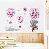 Romantic Ball Cartoon Small Elephant Cloud Hot Air Balloon Bedroom Porch Wall Beautification Decorative Wall Sticker miniinthebox