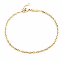 rope chain bracelet, dainty 14k gold plated tiny 2mm link bracelet for women girls