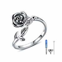 rose cremation urn jewelry for ashes - 925 sterling silver memorial keepsake ring brecelet necklace gift for women,  bereavement gift for a loss of the loved one (antique ring)