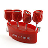 Rose Flower 4 Port USB 2.0 Hub (Red)
