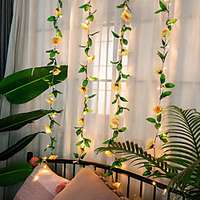 Rose Flower Ivy Leaf LED Fairy String Light 2M 20 LED Rose Garland Copper Wire Lights for Wedding Party Event Home Décor Warm White Lighting AA Battery Power miniinthebox