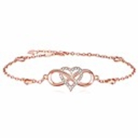 rose gold anklet for women 925 sterling silver ankle bracelet plated cubic zirconia infinity heart gift for women