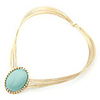 Rose Gold Color Plated Blue Gem Alloy Necklace