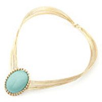 Rose Gold Color Plated Blue Gem Alloy Necklace