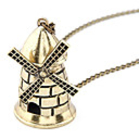 Rose Gold Color Plated Castle Windmill Alloy Necklace
